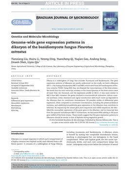 Genome-Wide Gene Expression Patterns in Dikaryon of the Basidiomycete Fungus Pleurotus Ostreatus