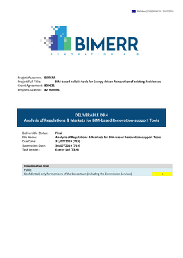 DELIVERABLE D3.4 Analysis of Regulations & Markets for BIM