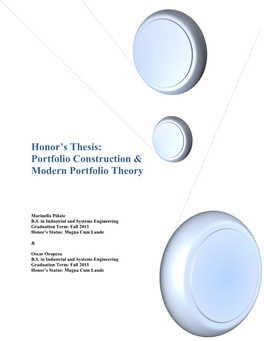 Modern Portfolio Theory & Quadratic Programming