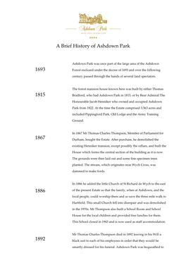 A Brief History of Ashdown Park