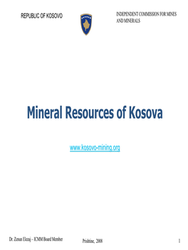 Mineral Resources of Kosova