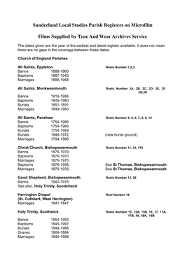 Parish Registers in the Local Studies Centre