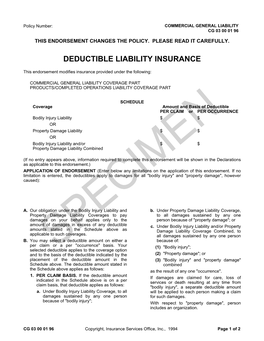 Deductible Liability Insurance