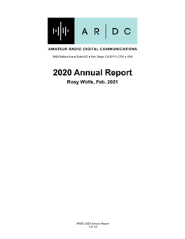 Annual Report Rosy Wolfe, Feb