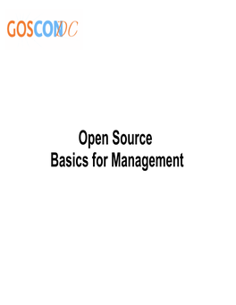 Open Source Basics for Management