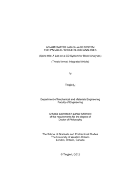 An Automated Lab-On-A-Cd System for Parallel Whole Blood Analyses