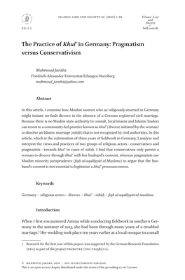The Practice of Khulʿ in Germany: Pragmatism Versus Conservativism