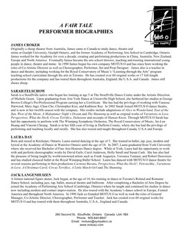 Performer Bios Cont’D