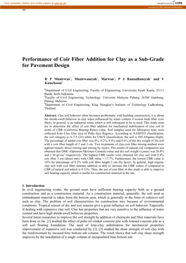 Performance of Coir Fiber Addition for Clay As a Sub-Grade for Pavement Design