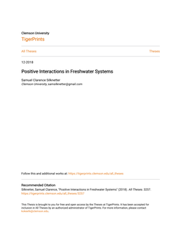 Positive Interactions in Freshwater Systems