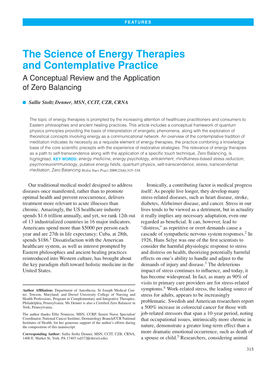 The Science of Energy Therapies and Contemplative Practice a Conceptual Review and the Application of Zero Balancing