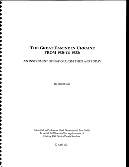 The Great Famine in Ukraine from 1930 to 1933