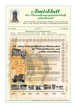 Amtsblatt Der Verwaltungsgemeinschaft „Ländereck“