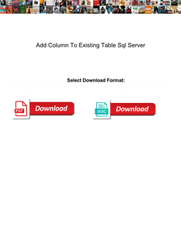 Add Column to Existing Table Sql Server