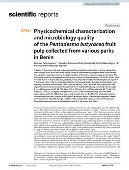 Physicochemical Characterization and Microbiology Quality of The