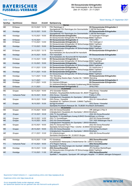 SV Donaumünster-Erlingshofen Alle Vereinsspiele in Der Übersicht Zeit: 01.10.2021 - 21.11.2021