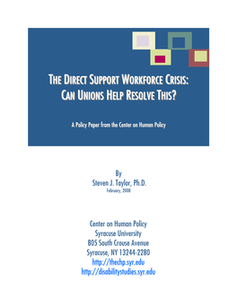 The Direct Support Workforce Crisis