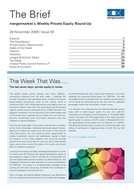 The Brief Mergermarket’S Weekly Private Equity Round-Up