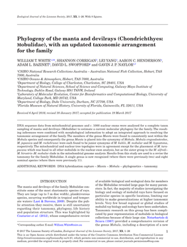 Phylogeny of the Manta and Devilrays (Chondrichthyes: Mobulidae), with an Updated Taxonomic Arrangement for the Family