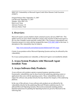 MS07-051 Vulnerability in Microsoft Agent Could Allow Remote Code Execution (938827)