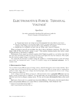 Electromotive Force: Terminal Voltage*