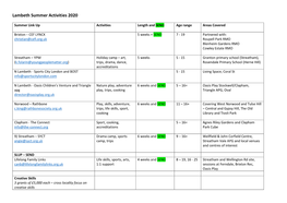 Lambeth Summer Activities 2020