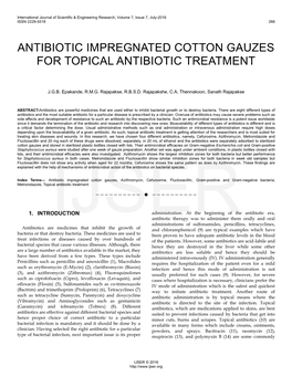 Antibiotic Impregnated Cotton Gauzes for Topical Antibiotic Treatment