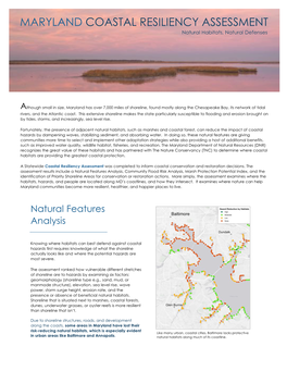 MARYLAND COASTAL RESILIENCY ASSESSMENT Natural Habitats, Natural Defenses