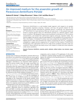 An Improved Medium for the Anaerobic Growth of Paracoccus Denitriﬁcans Pd1222