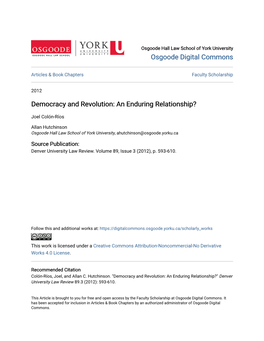 Democracy and Revolution: an Enduring Relationship?