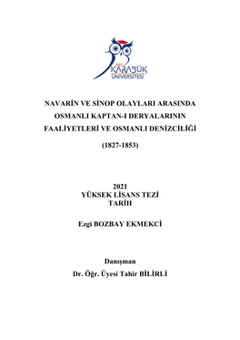 Navarin Ve Sinop Olaylari Arasinda Osmanli Kaptan-I Deryalarinin Faaliyetleri Ve Osmanli Denizciliği