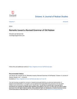 Remarks Toward a Revised Grammar of Old Nubian