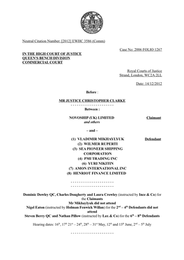 High Court Judgment Template