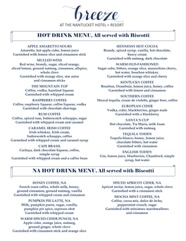 Hot Cocktail & Specialty Beverage Menu