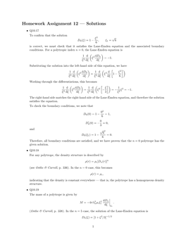 Homework Assignment 12 — Solutions