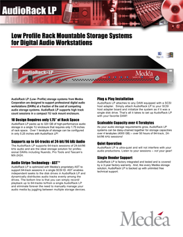 Low Profile Rack Mountable Storage Systems for Digital Audio Workstations