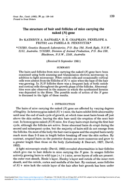 The Structure of Hair and Follicles of Mice Carrying the Naked ( N) Gene