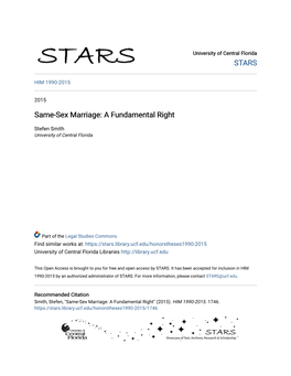 Same-Sex Marriage: a Fundamental Right