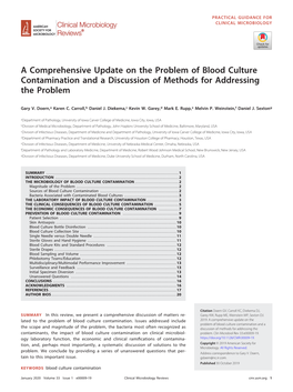 A Comprehensive Update on the Problem of Blood Culture Contamination and a Discussion of Methods for Addressing the Problem