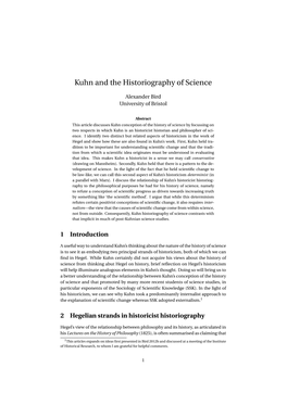 Kuhn and the Historiography of Science