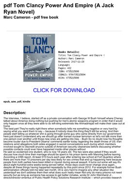 Pdf Tom Clancy Power and Empire (A Jack Ryan Novel) Marc Cameron - Pdf Free Book