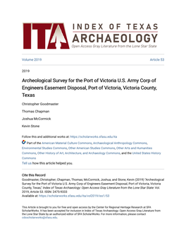 Archeological Survey for the Port of Victoria US Army Corp of Engineers