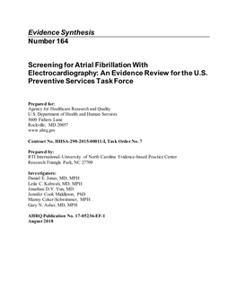Screening for Atrial Fibrillation with Electrocardiography: an Evidence Review for the U.S