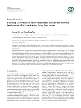 Building Deformation Prediction Based on Ground Surface Settlements of Metro-Station Deep Excavation