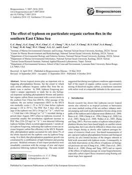 The Effect of Typhoon on Particulate Organic Carbon Flux in the Southern