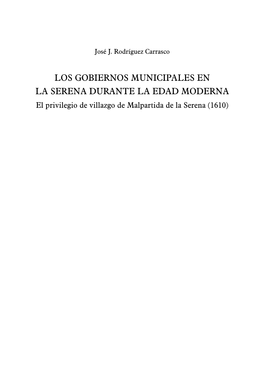 Pdf Los Gobiernos Municipales En La Serena Durante La Edad Moderna