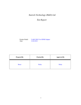 Sunrich Technology (R&D) Ltd. Test Report