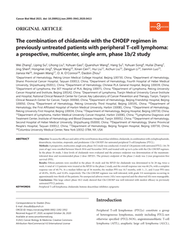 The Combination of Chidamide with the CHOEP Regimen in Previously