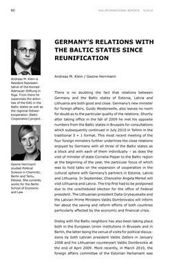 Germany's Relations with the Baltic States
