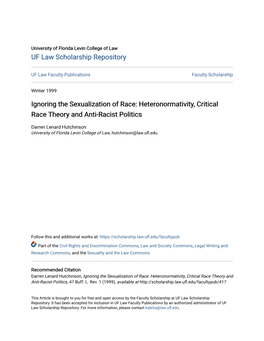 Heteronormativity, Critical Race Theory and Anti-Racist Politics